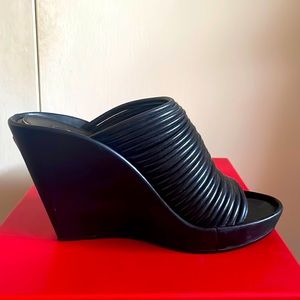 Rachel Zoe -Black leather wedges. Used